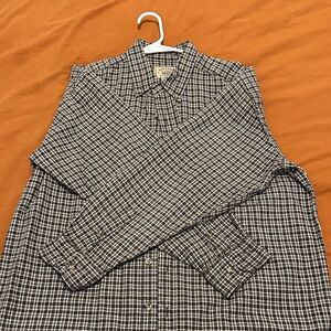 Men's Black and White Checkered Casual Button Down Shirt